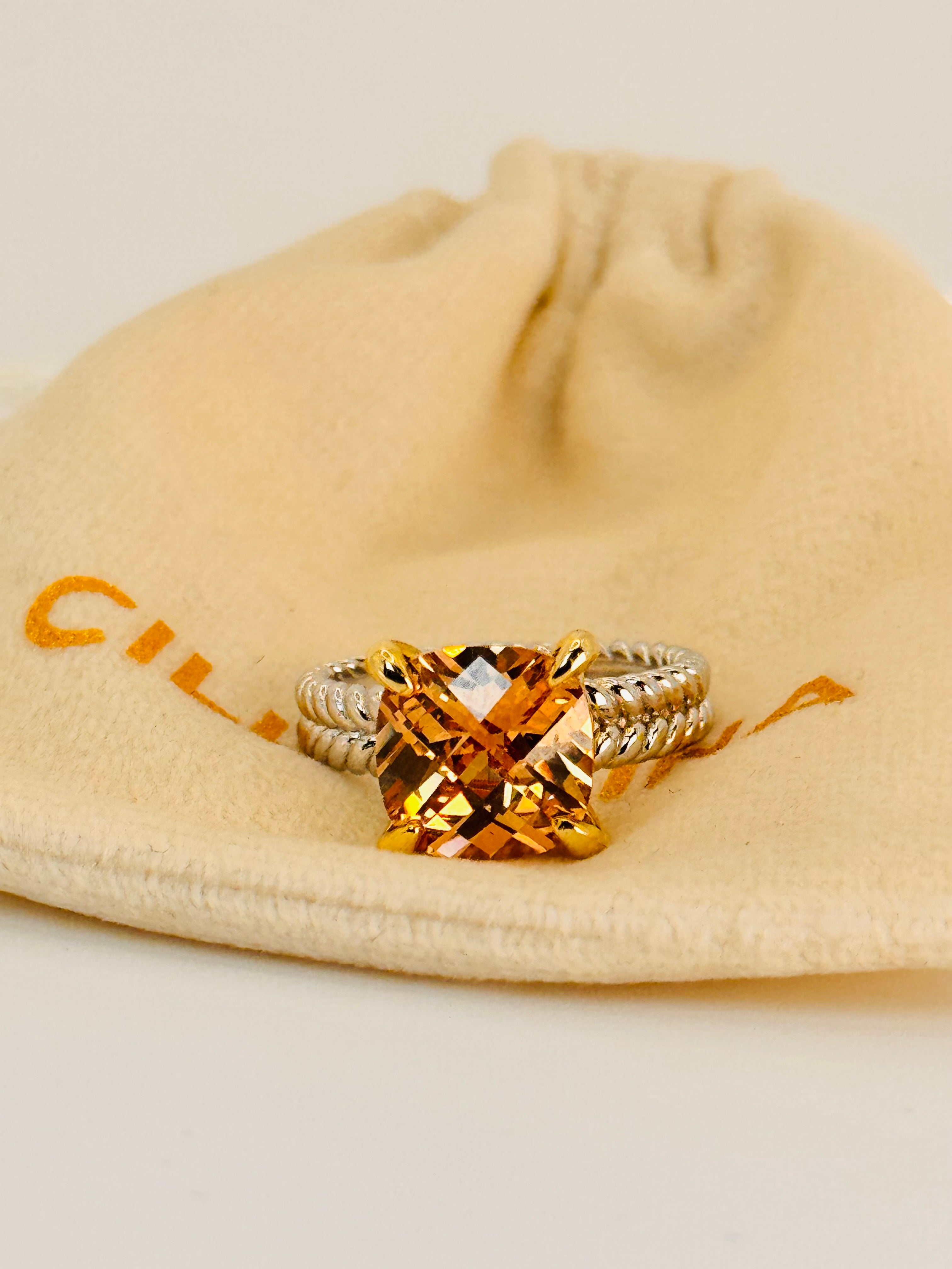 18kt Citrine Simulant Cushion Cut