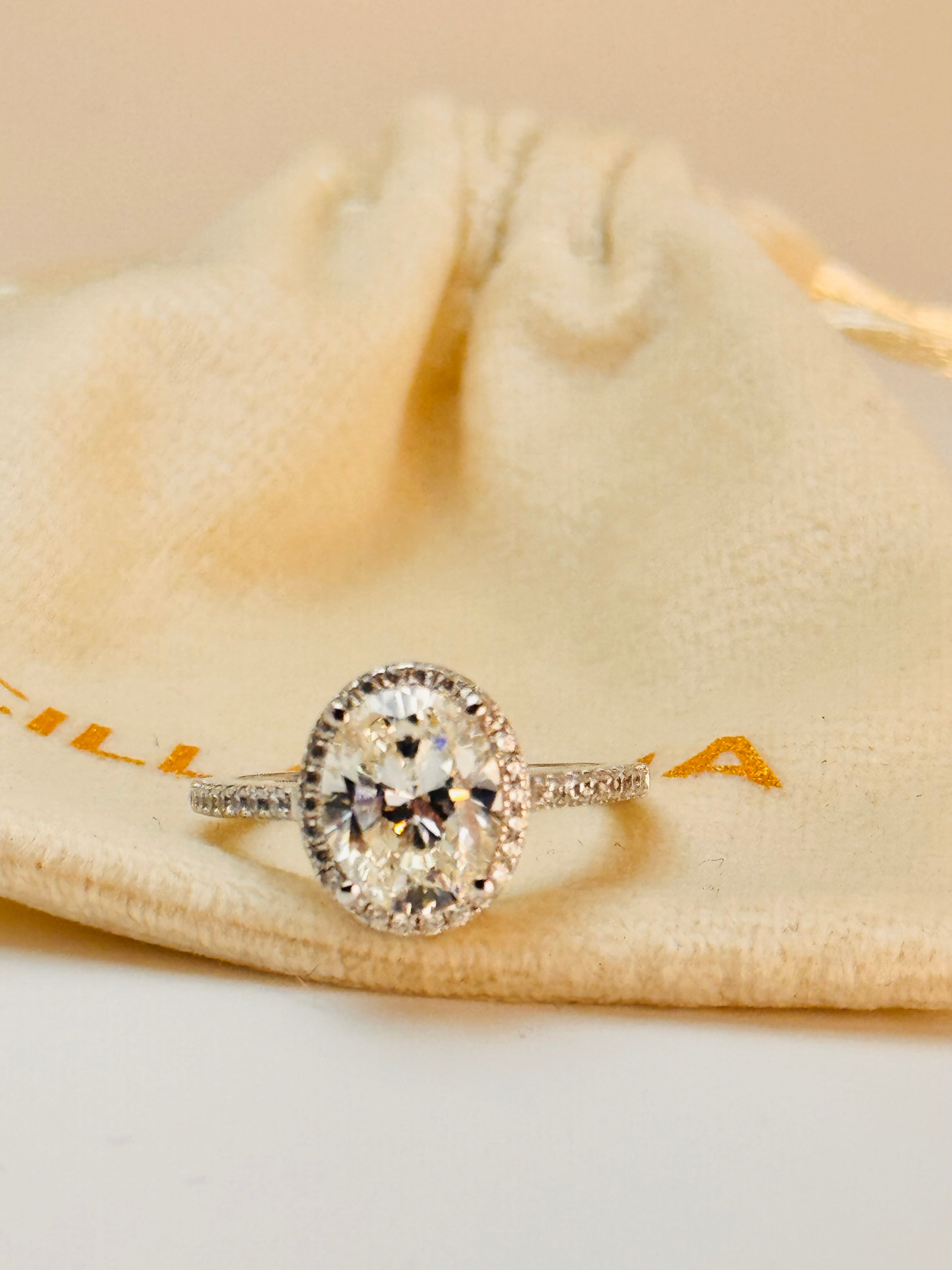 Rhodium Plated Oval Cushion on 925 Sterling Silver