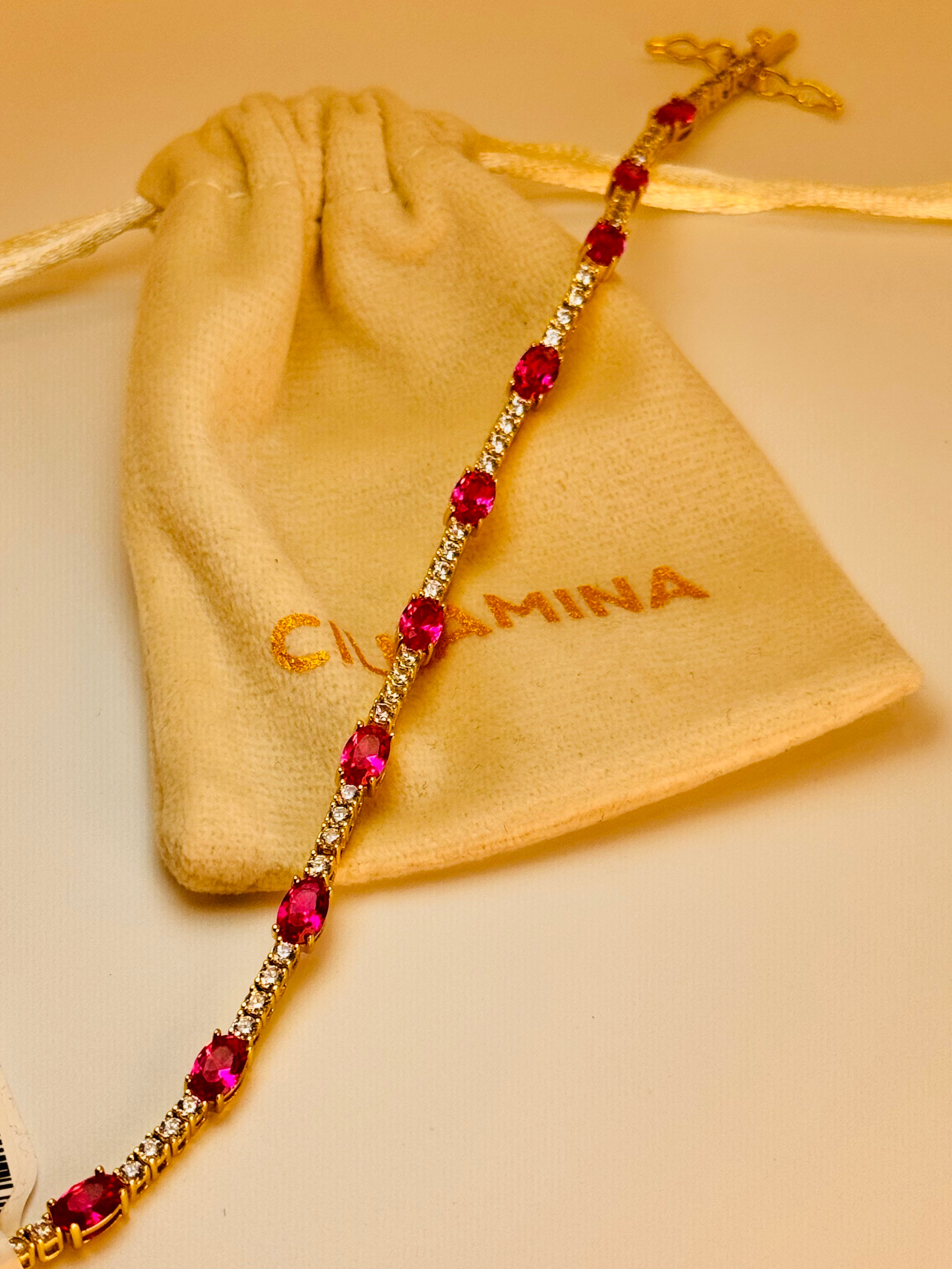 18kt Oval Ruby Simulants on Solid 925 Sterling Silver