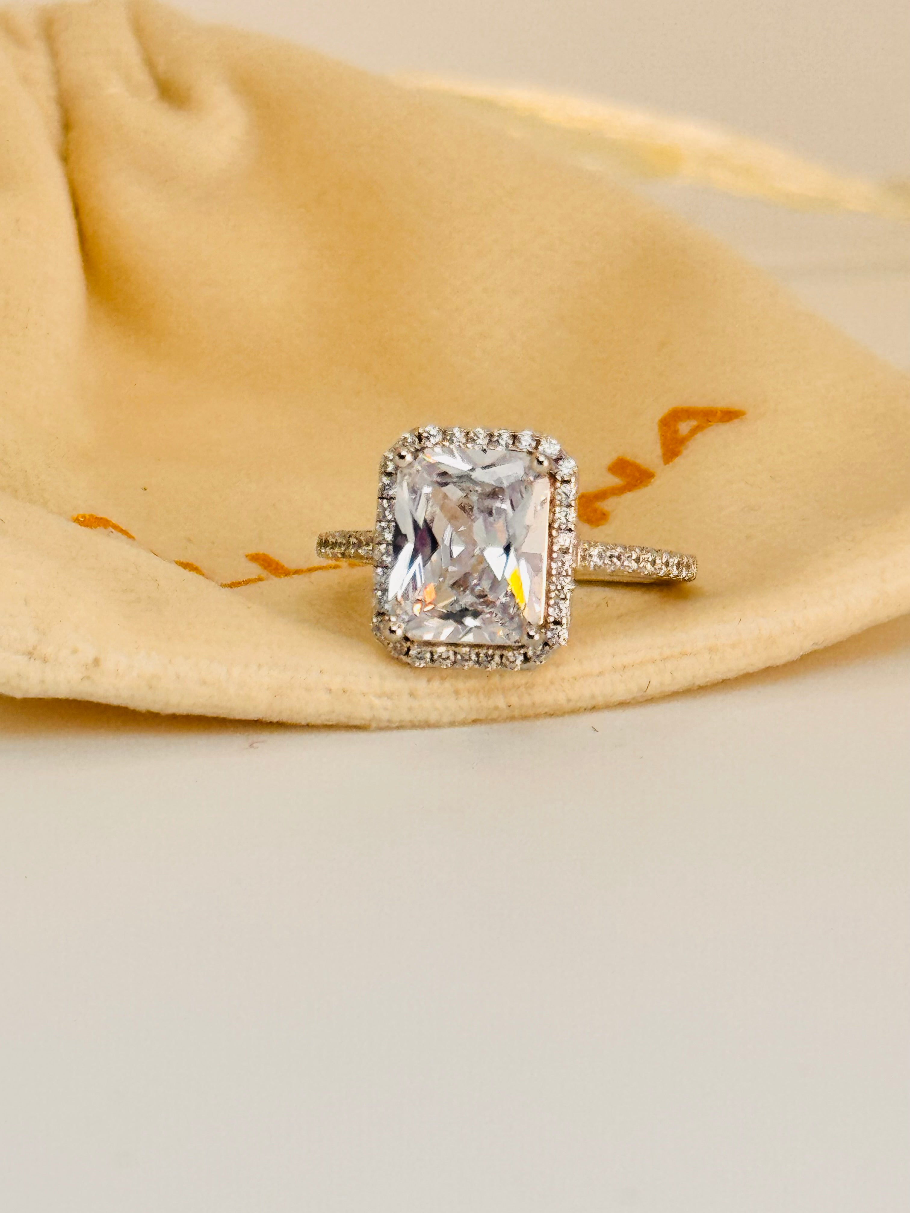 Rhodium Player Radiant Cut on Solid 925 Sterling Silver