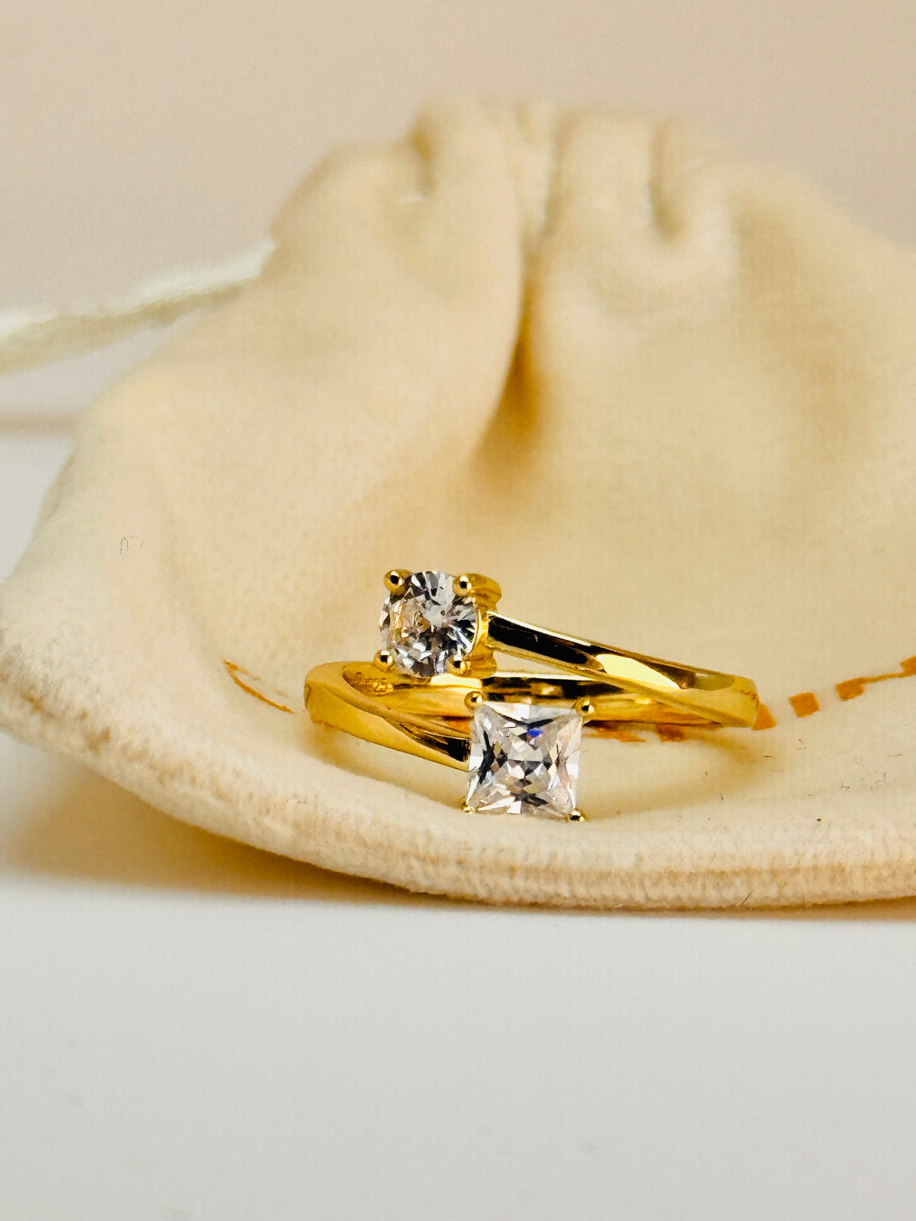 18kt Double Stone Solitaires on Solid 925 Sterling Silver